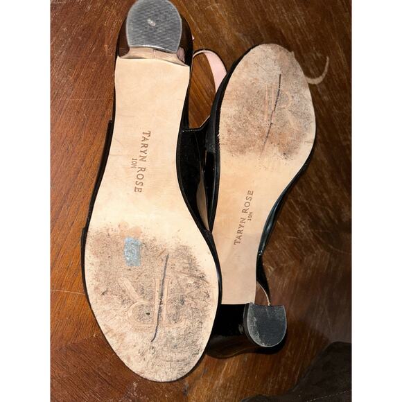 Taryn Rose  Fortula  Black  Patent Leather  Peep - Open Toe Sling back 3" Heels - Picture 9 of 9